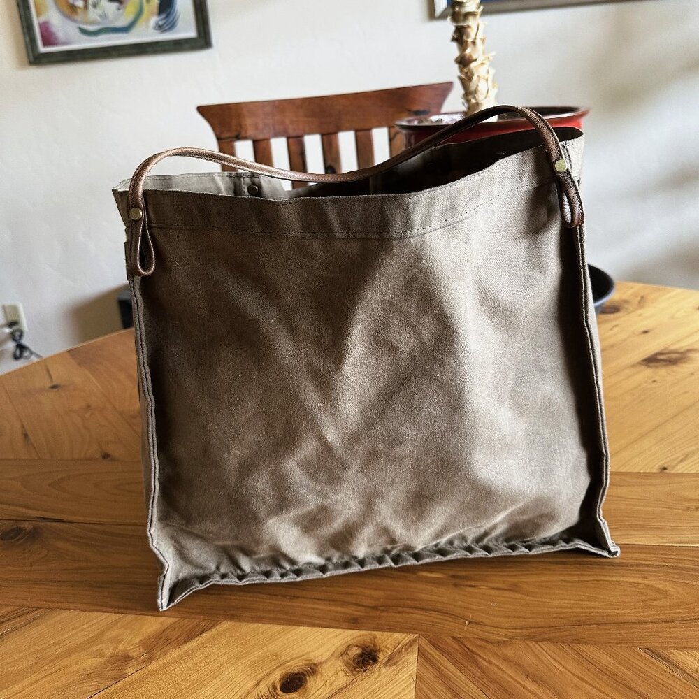 Rough & Tumble Original Market Tote, Waxed Canvas Leather Handles, LARGE